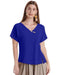 Cobalt Cotton Gauze V-neck Top