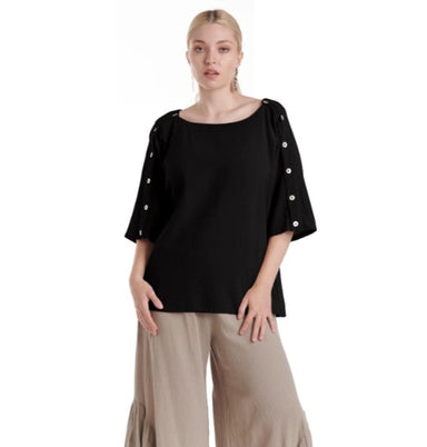 Saint Black Cotton Gauze Top