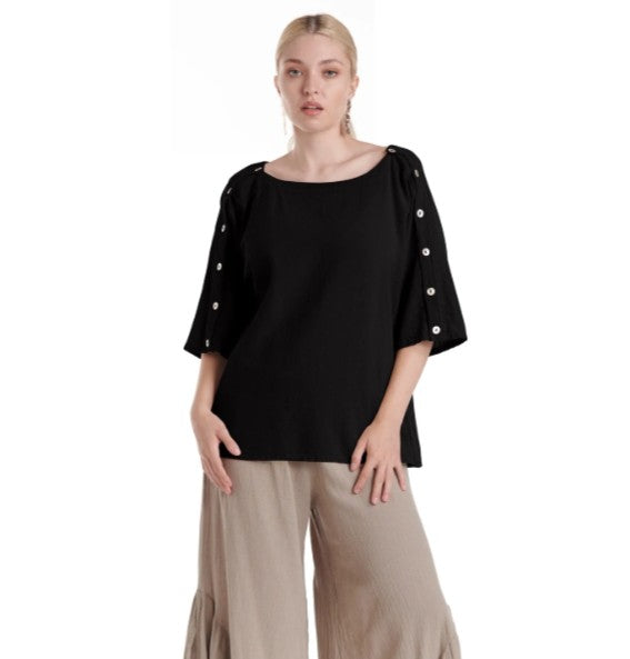 Saint Black Cotton Gauze Top