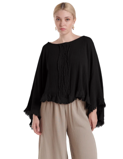 Calypso Black One Size Poncho