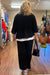 Wide Leg Black Button Gauze Pant