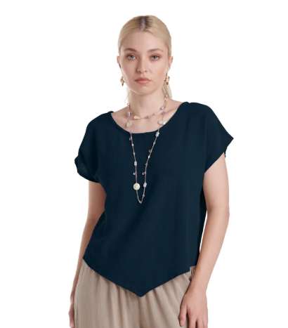 Grace Sapphire Navy Gauze Tee