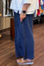 Dark Blue Fringed Wide Leg Pant