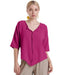 Fuchsia Split Neck Gauze Top