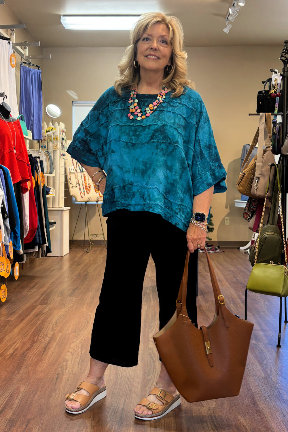 Cotton Gauze Top in Washed Peacock
