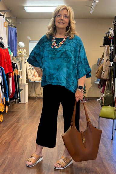 Cotton Gauze Top in Washed Peacock