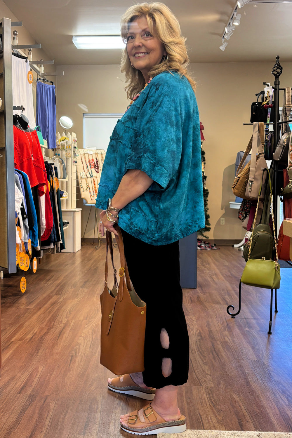 Cotton Gauze Top in Washed Peacock