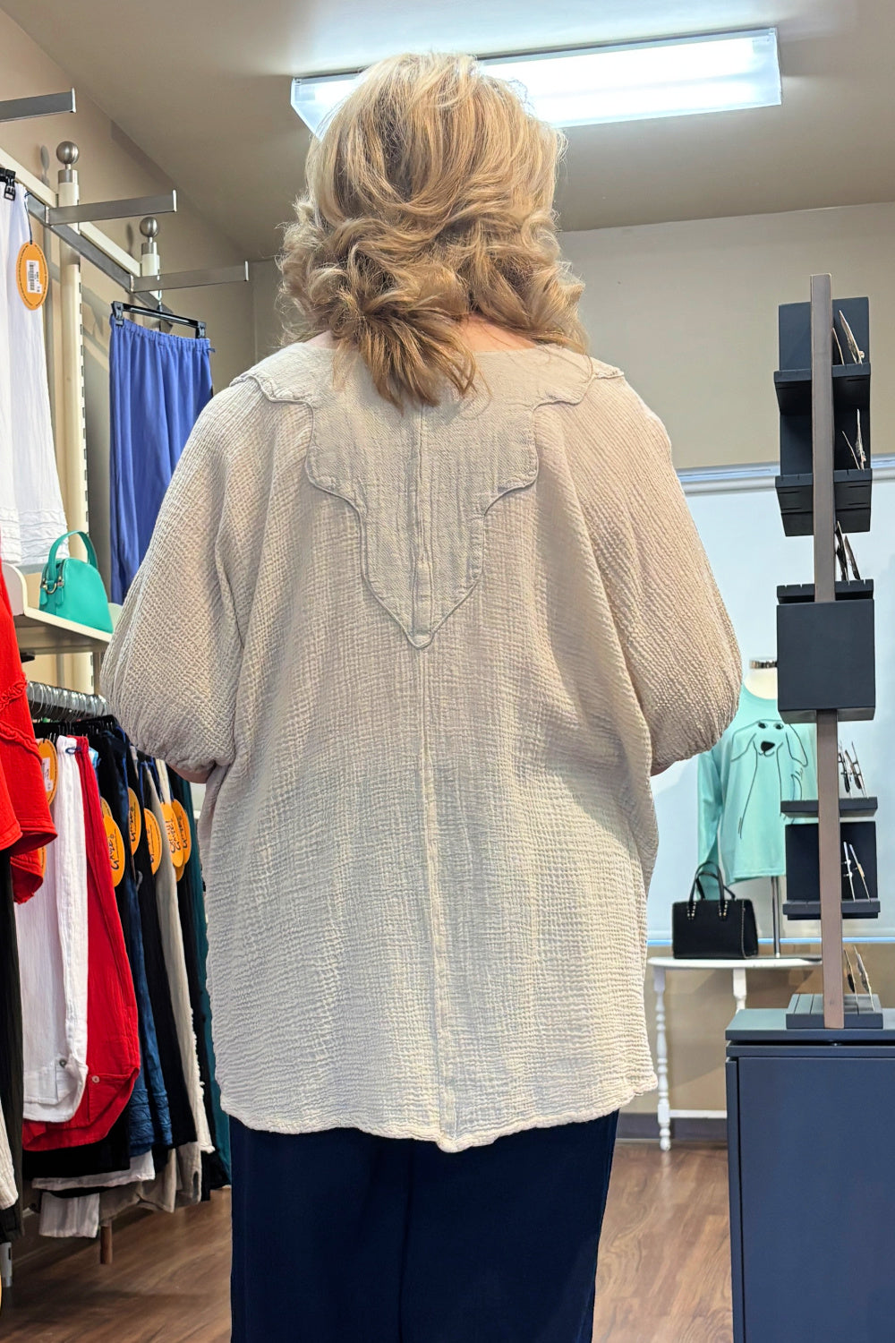 Beige Lightweight Cotton Gauze Top