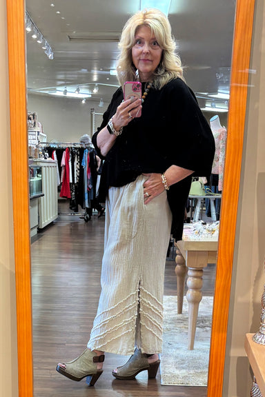 Beige Wide Leg Cotton Gauze Pant