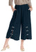 Navy Button Detail Gauze Crop Pant