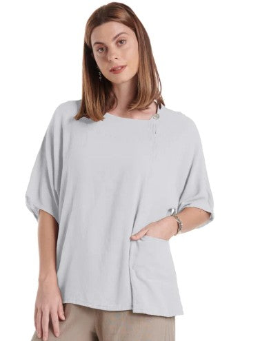 White Button Collar Cotton Gauze Top