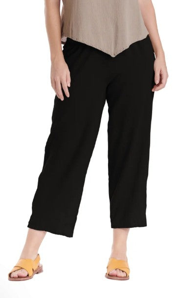 Black Cotton Gauze Capri