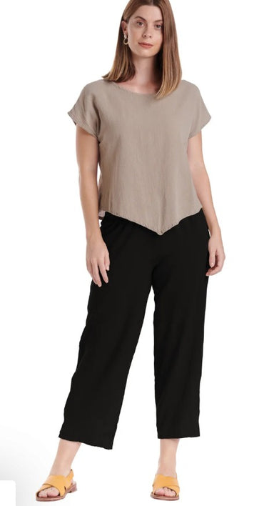 Black Cotton Gauze Capri