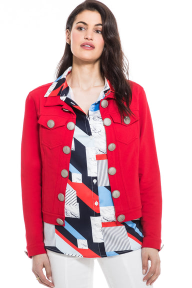 Red Jacket With Decorative Buttons