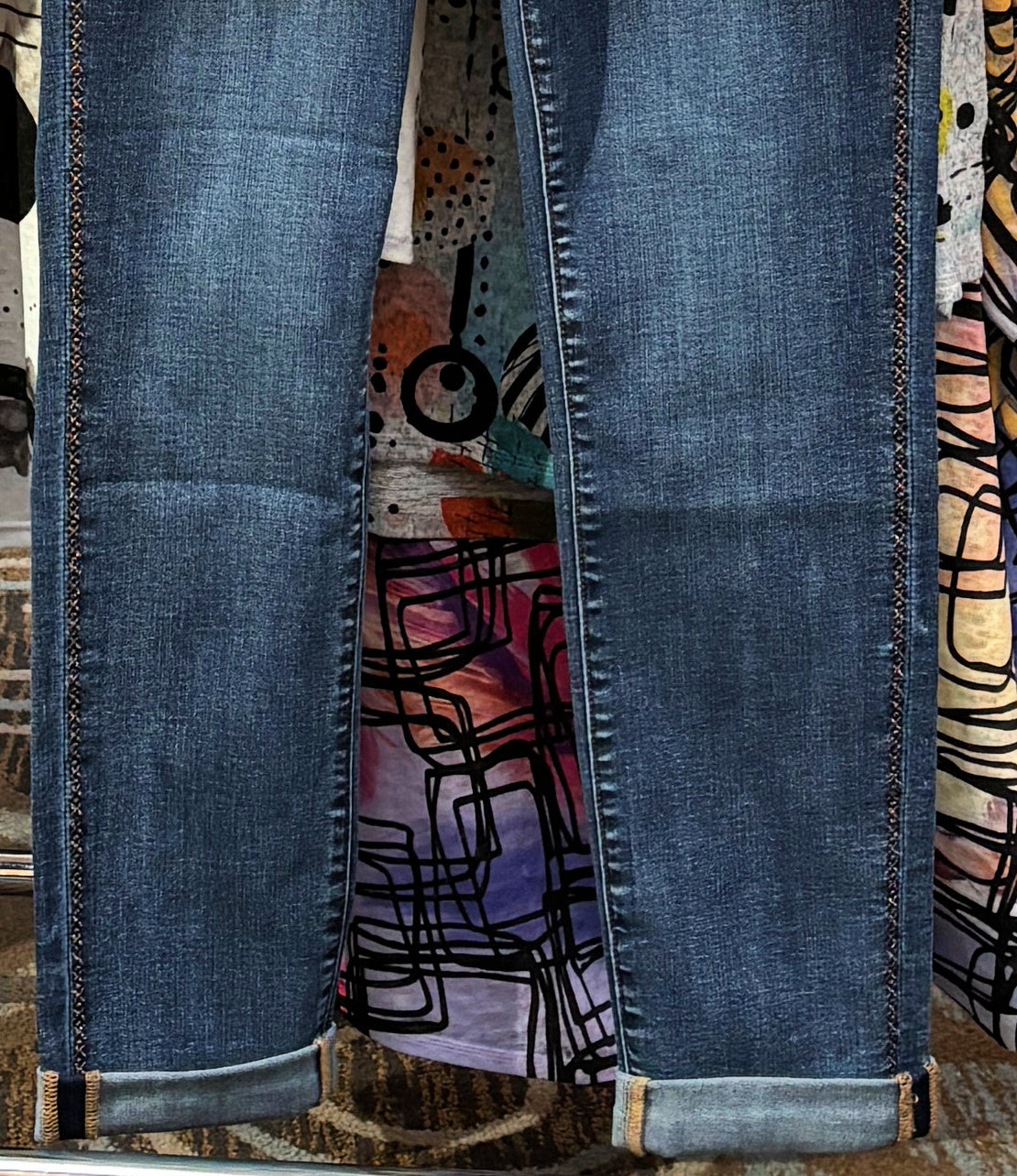 Embroidered Outseam Jeans