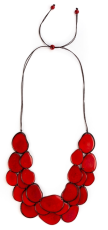 Red Tagua Nut Statement Necklace