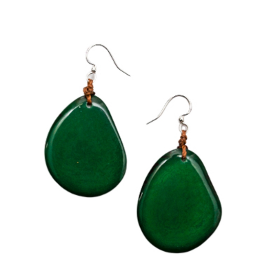 Emerald Green Tagua Nut Slice Earrings