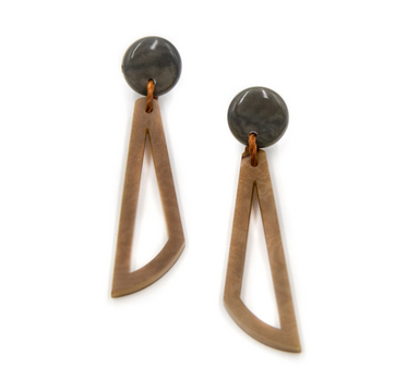 Tan Post Drop Triangle Earrings