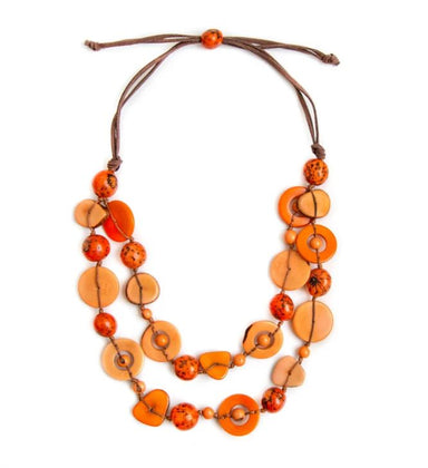 Orange & Melon Double Tagua Necklace