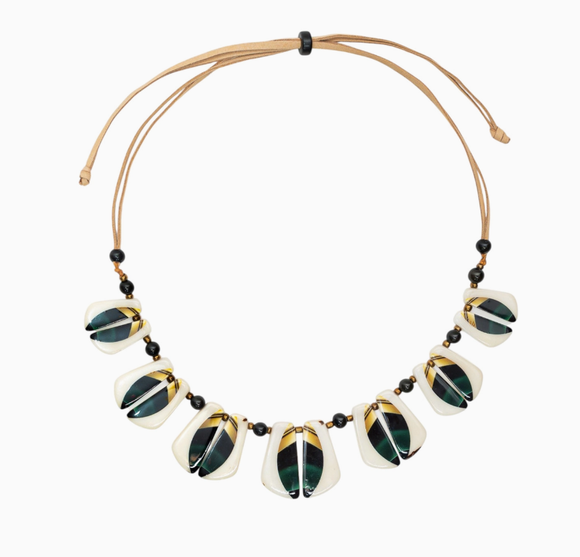 Turquoise Triple Strand Tagua Nut Necklace