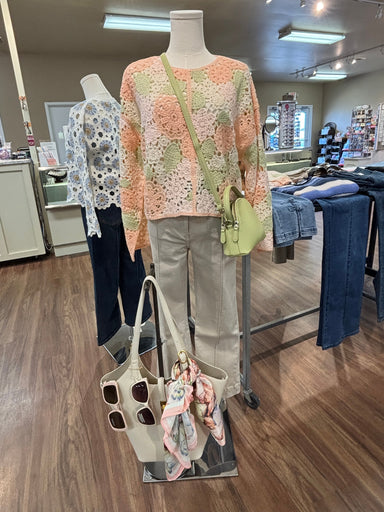 Peach Floral Crochet Overlay