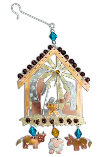 Peaceful Manger Handmade Fair Trade Metal Nativity Ornament