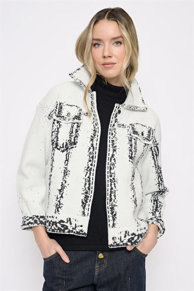 Off White & Black Knit Jacket
