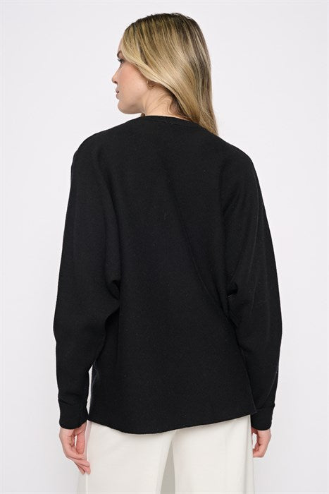 Black & Off White Embellished Sweater