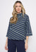 Teal Stripe Funnel Neck Sweater