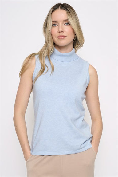 Blue Mock Neck Tank