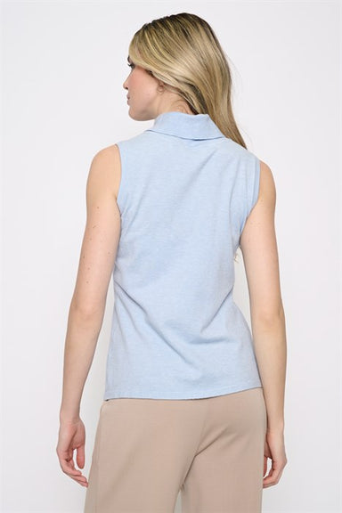 Blue Mock Neck Tank