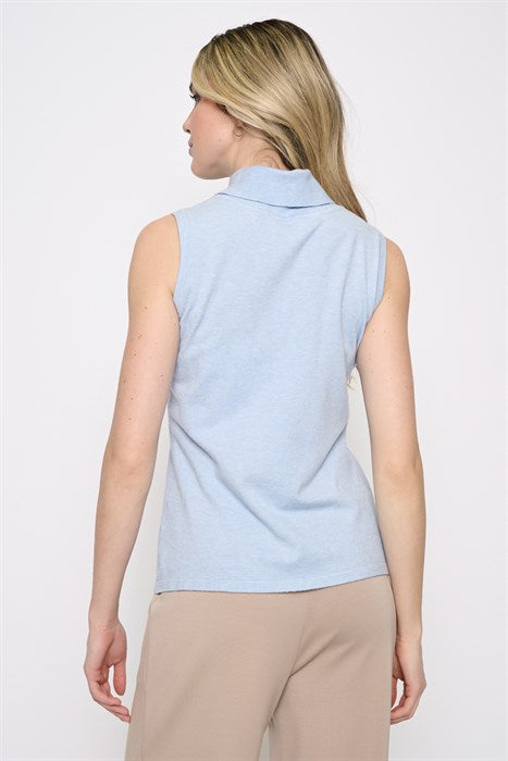 Blue Mock Neck Tank
