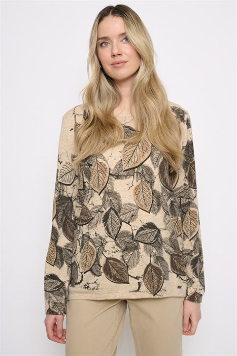 Leaf Print Lightweight Sweater