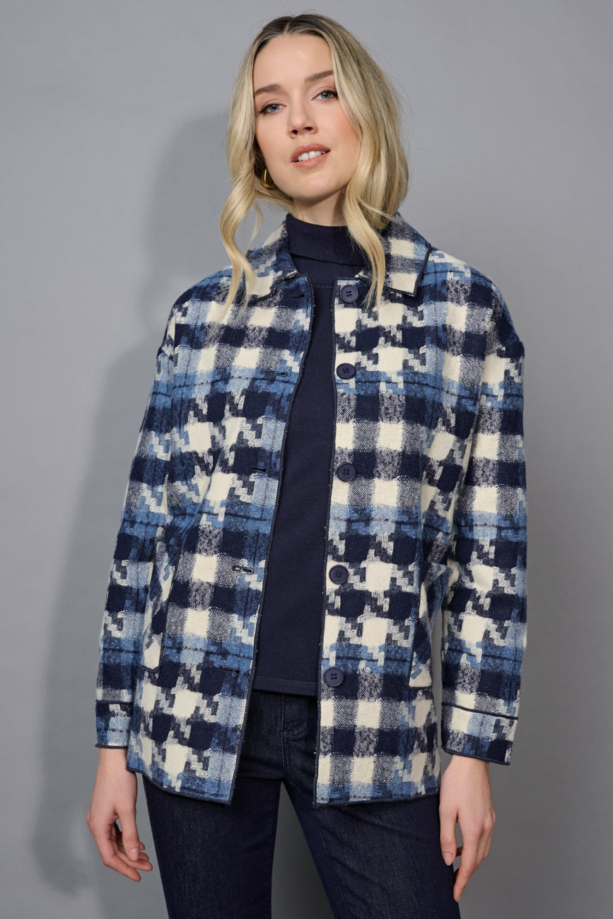 Slate Blue Button Front Jacket