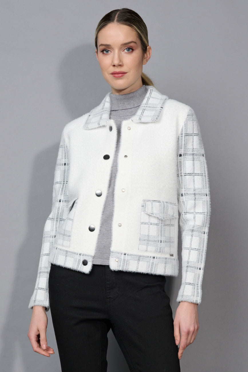 Winter White & Grey Short Coat