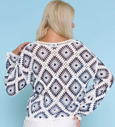 Blue & White Crochet Top
