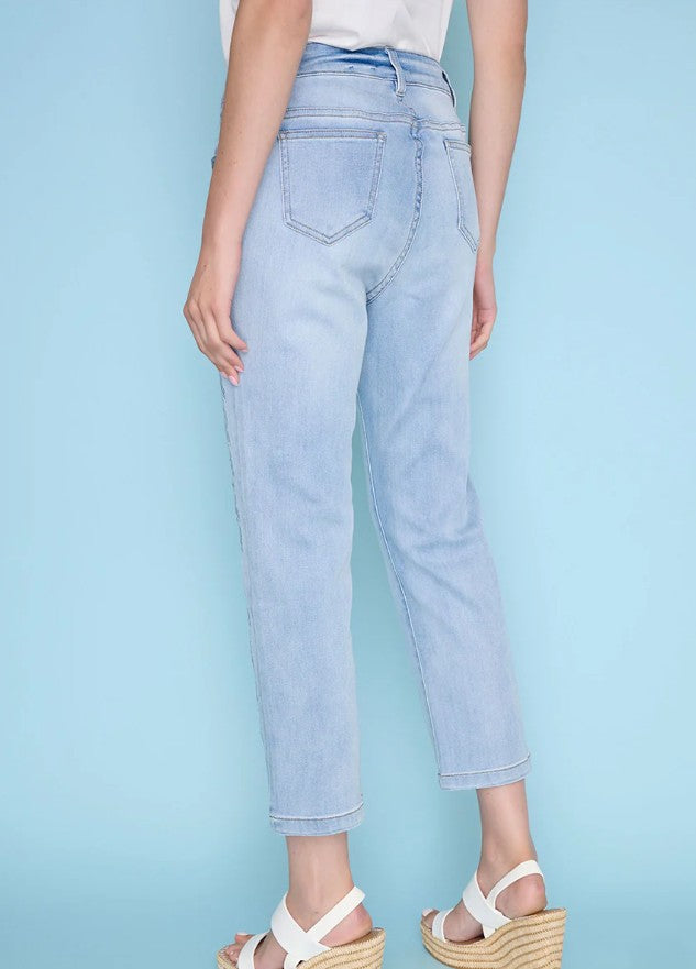 Floral Embroidered Cropped Jeans