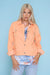 Coral Flower Button Denim Jacket