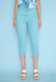 Light Teal Cuffed Cropped Jean