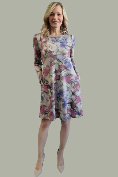 Pink Marble Print A Line Dress