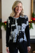 black abstract print cowl neck sweater