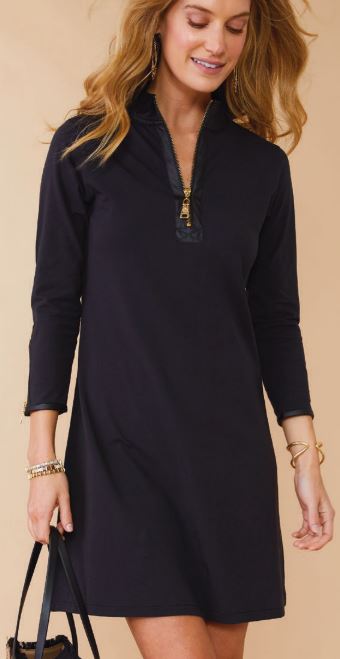 Nora Half Zip Dress Black