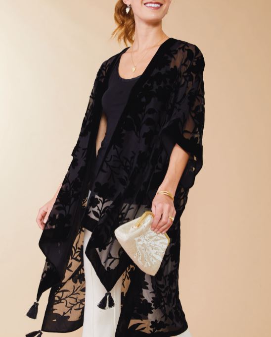 Sheer Velvet Kimono Black