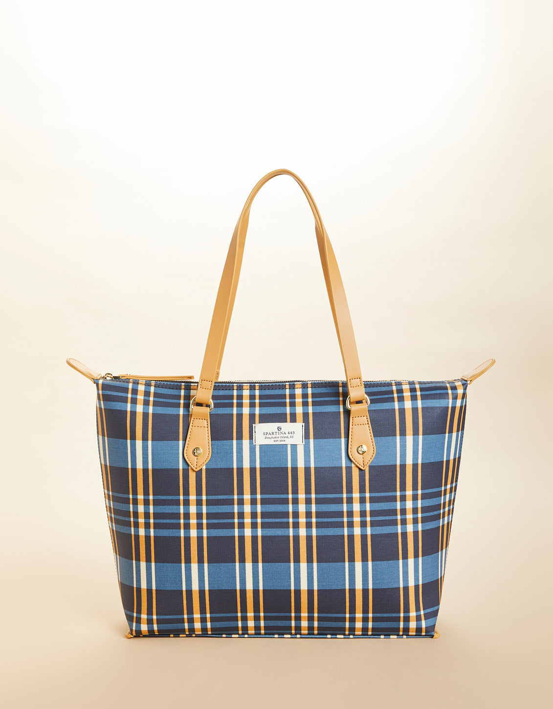 Zip Travel Tote Plaid Navy