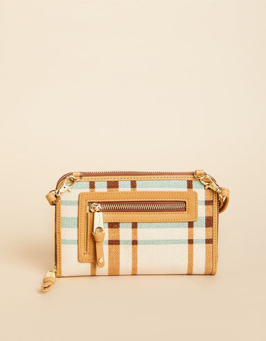 Multi Phone Crossbody Plaid Cream