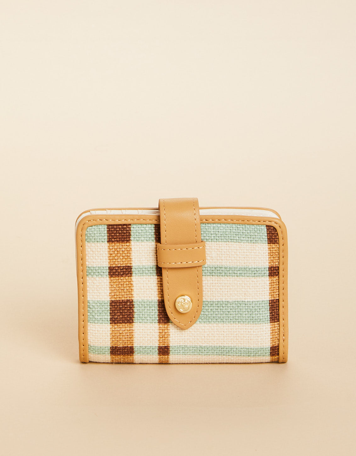 League Mini Wallet Plaid Cream