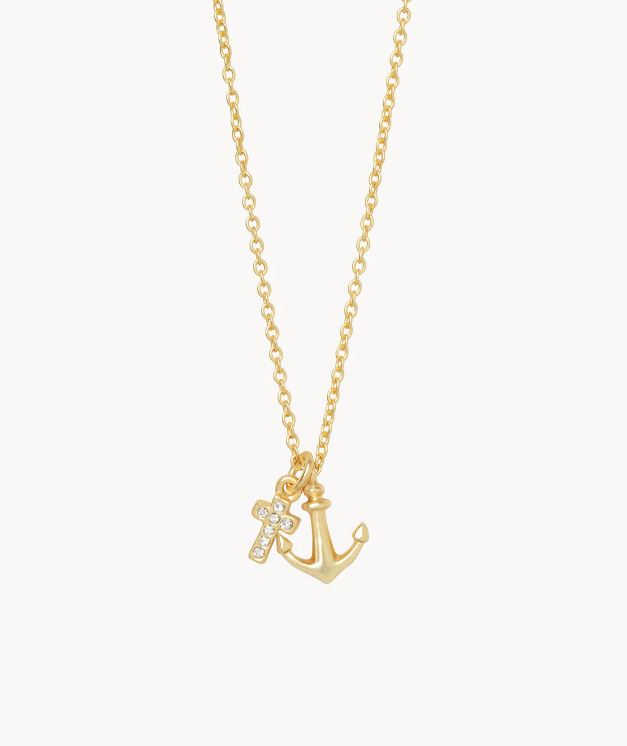 Sea La Vie Gold Cross & Anchor Necklace