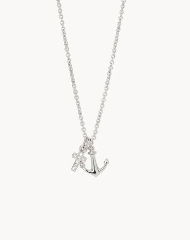 Sea La Vie Silver Cross & Anchor Necklace