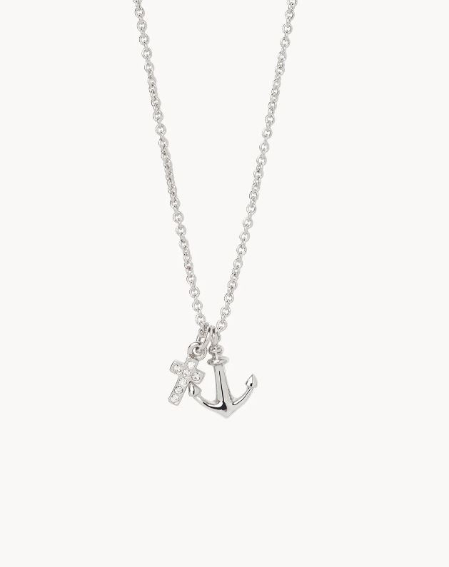 Sea La Vie Silver Cross & Anchor Necklace