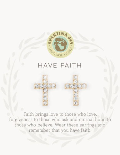 Sea La Vie Gold Cross Stud Earrings